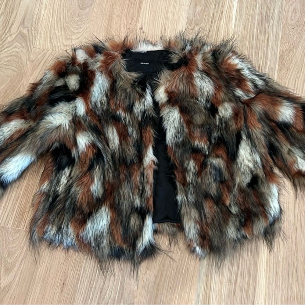 Forever 21 Multicolor Faux Fur Teddy Jacket